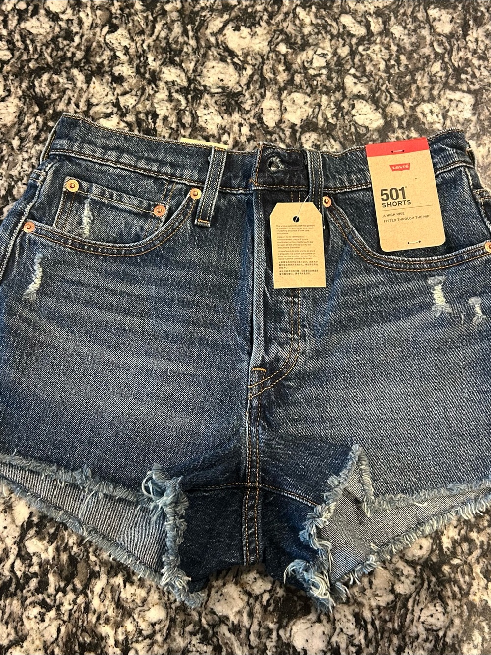 NWT Levi's 501 High-Rise Distressed Denim Cutoff Shorts - Blue